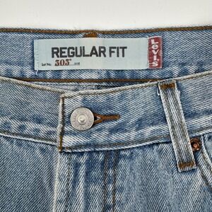 Levi's 505 Regular Fit Jeans Mens 38x32 Light Wash Blue Straight Leg Dad‎ Denim